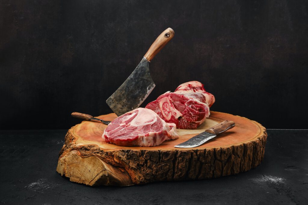 Raw ossobuco steak and beef shank
